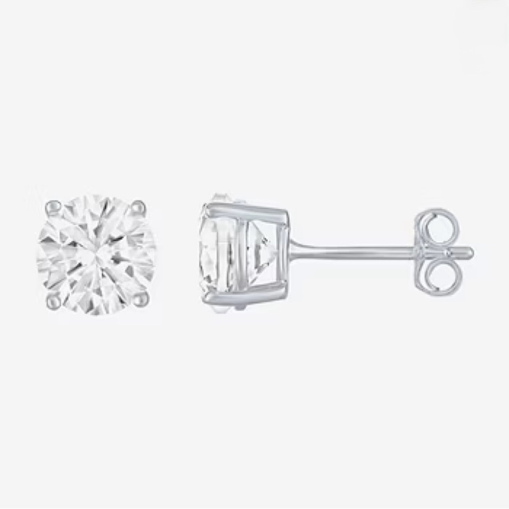 NWT YES PLEASE! diamond alt sterling silver stud earrings - Picture 2 of 9